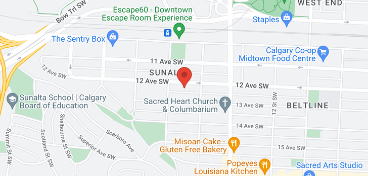 map of 1621 12 Avenue SW